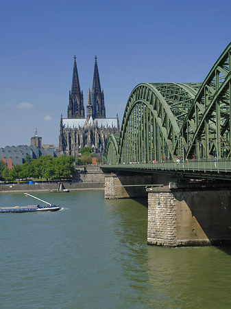 Schiff unter der Hohenzollernbrücke