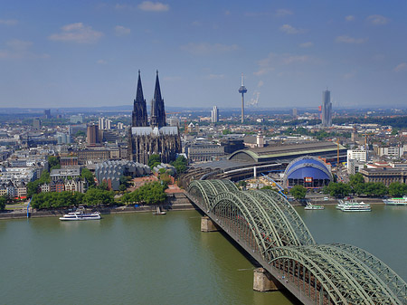 Foto Hohenzollernbrücke und Kölner Dom aus der Ferne