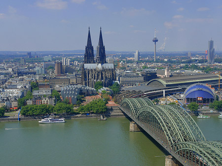 Hohenzollernbrücke und Kölner Dom aus der Ferne