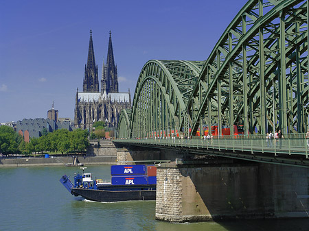 Schiff unter der Hohenzollernbrücke Foto 