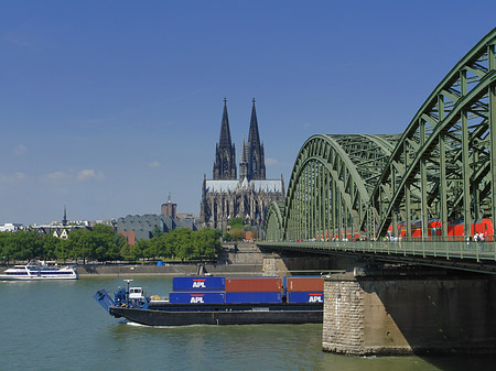 Schiff unter der Hohenzollernbrücke